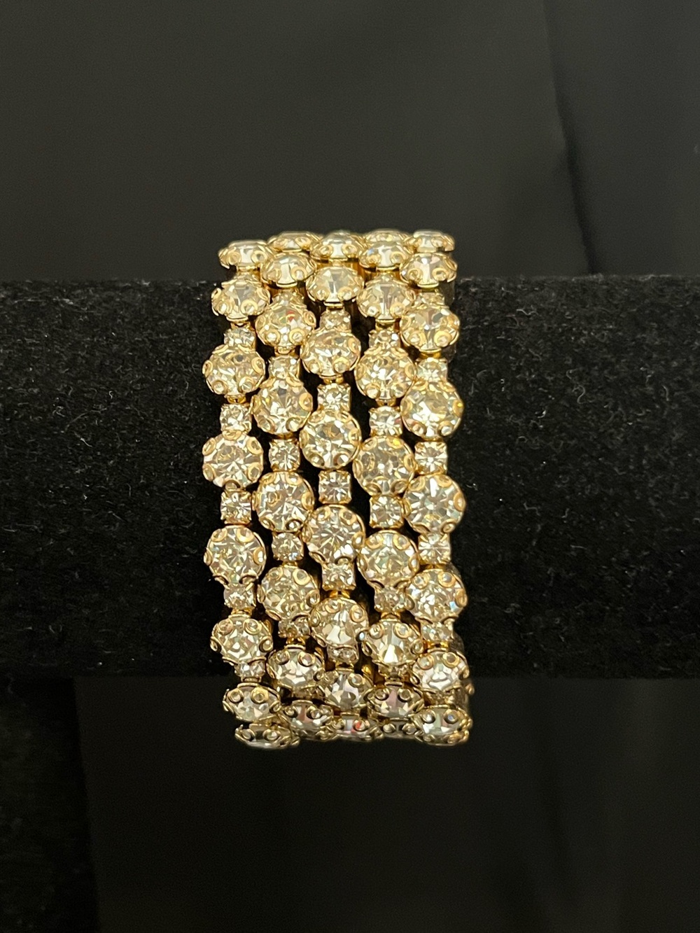 Gold Crystal Multi-Row Stretch Bracelet - Women Jewelry